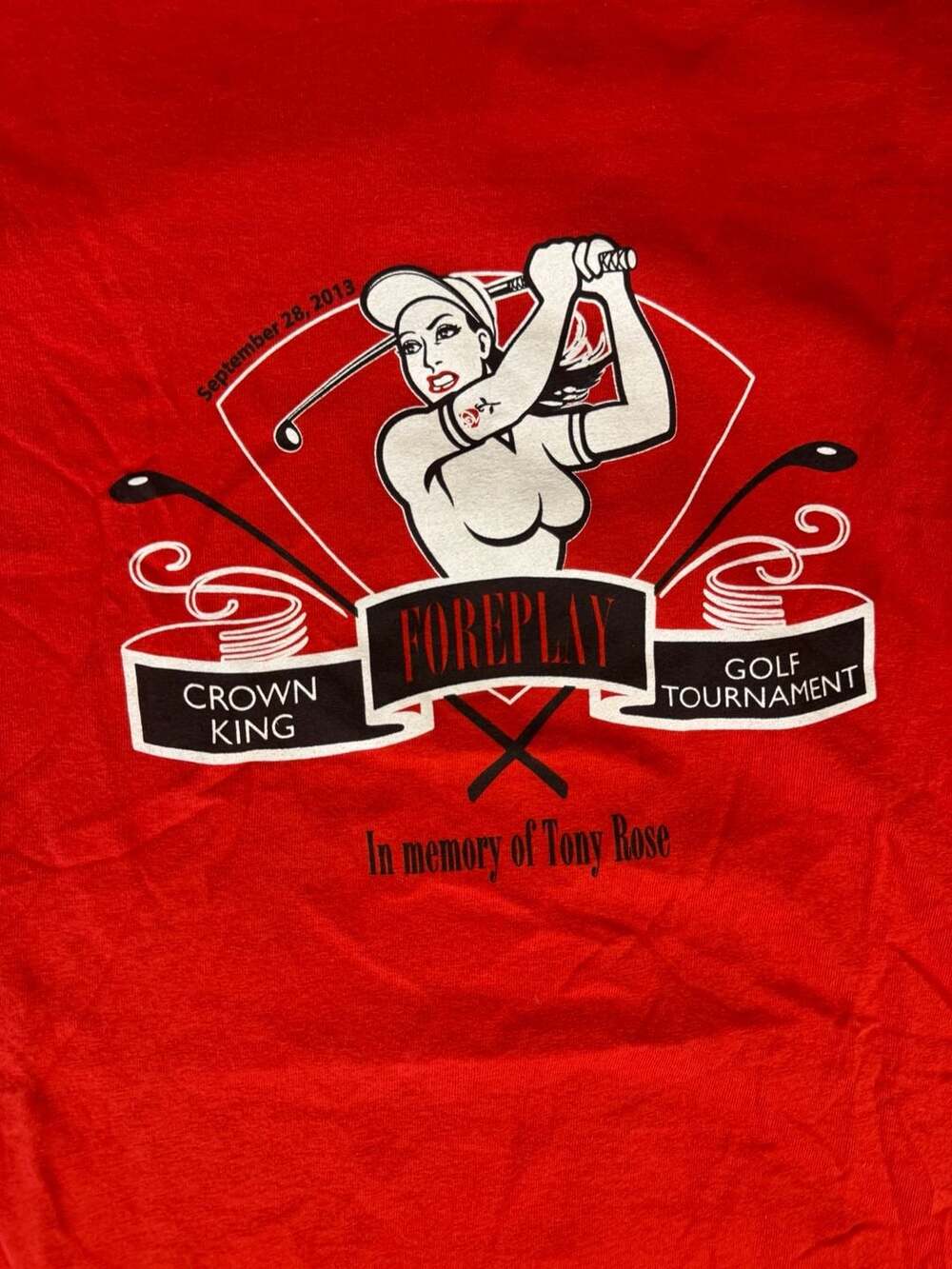 Gildan Crown King Foreplay Golf Tournament T-Shirt Size XL Red